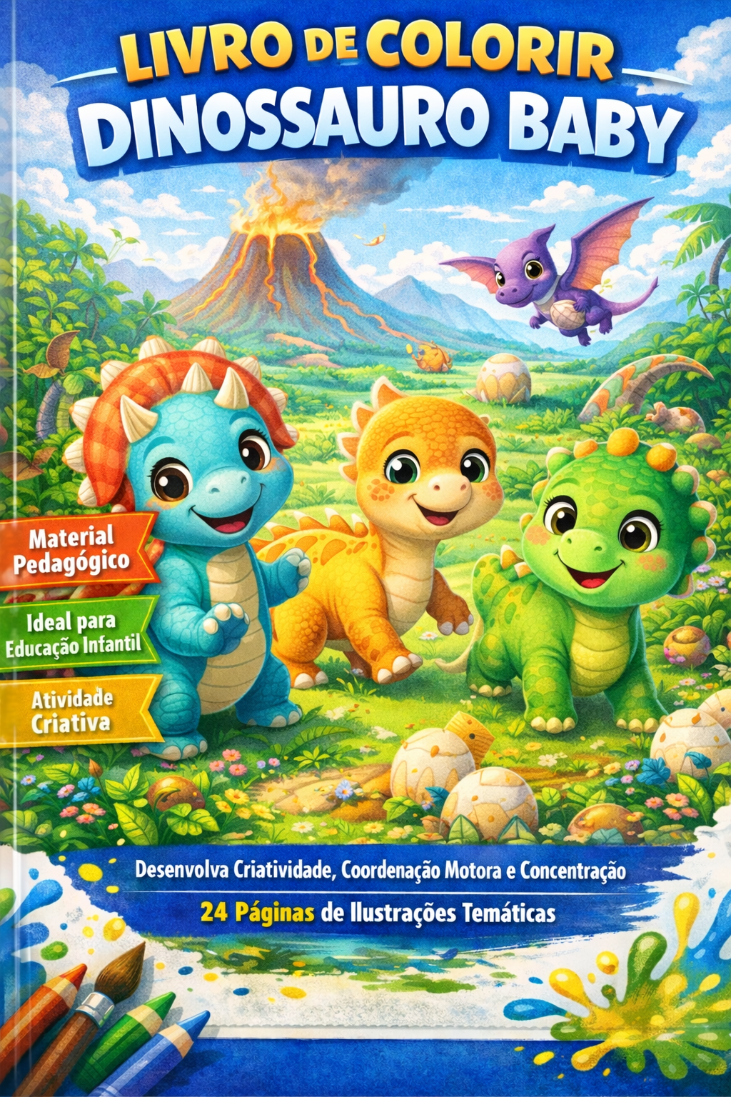 Livro de Colorir Dinossauro Baby