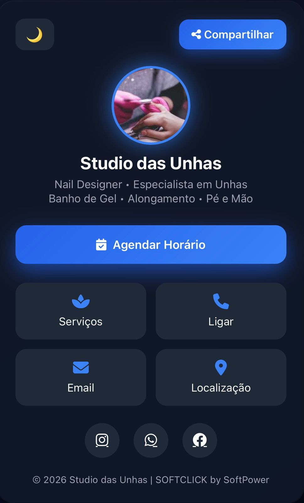 Cartão Digital de Agendamentos para Estética